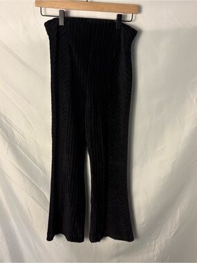 Free People Black Penny Velvet Ribbed Pull-On Flare Pants Sz XS